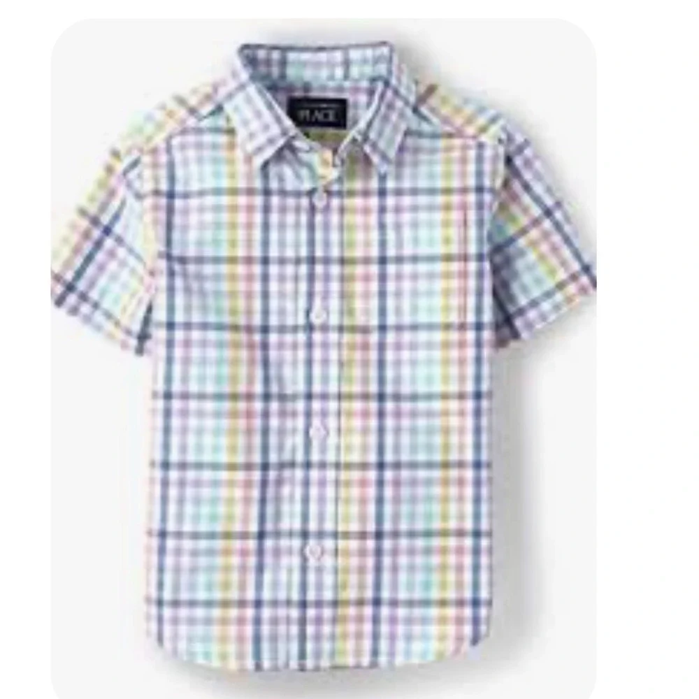 The Childrens Place NWT Boys Multi Color Plaid Shirt Sz Adult Sm Preppy Cotton‎
